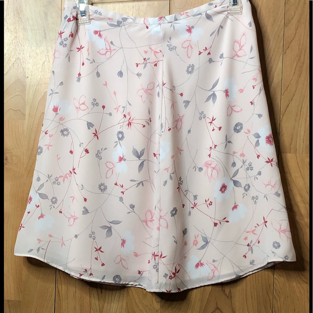 Laura Scott Petite Pink Floral Lined Skirt with Back Zipper